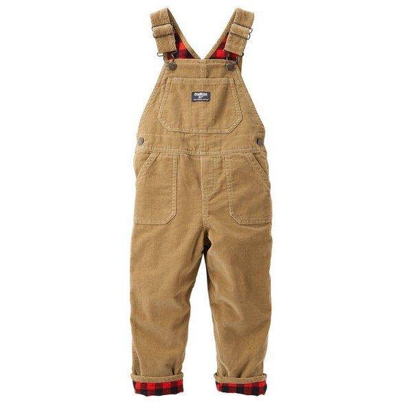 Flannel-lined condroy overalls